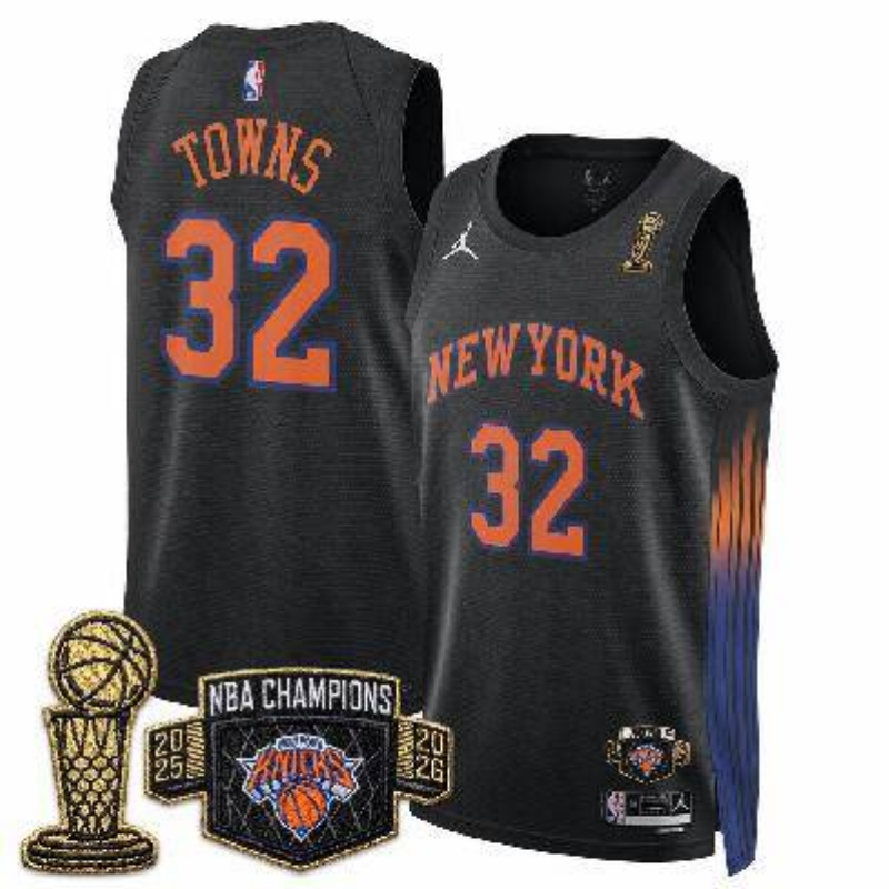 Men New York Knicks #32 Towns black 2026 Nike NBA jersey 06270013